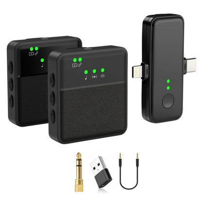 Wireless lavalier microphone featuring advanced noise reduction technology and extended battery life, designed for content creators and gamers seeking high-quality Bluetooth audio. 0