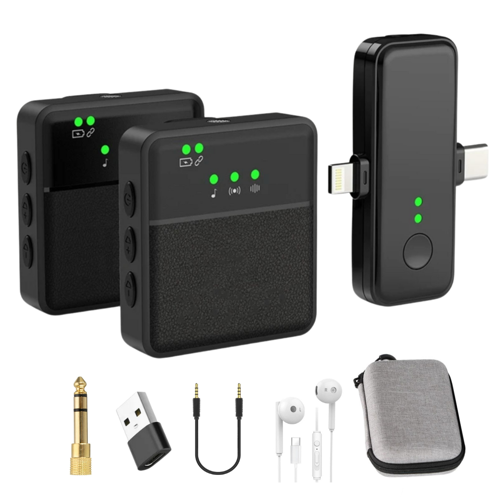 Wireless lavalier microphone featuring advanced noise reduction technology and extended battery life, designed for content creators and gamers seeking high-quality Bluetooth audio. 10
