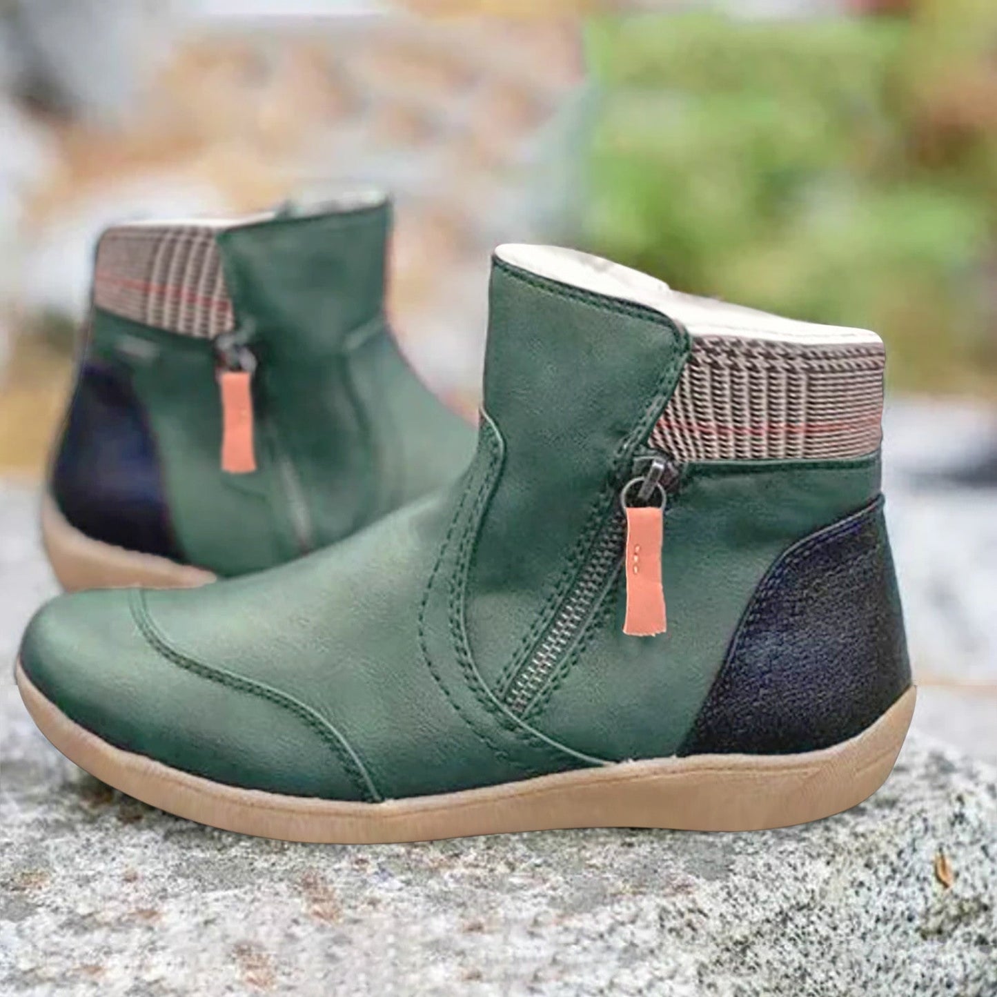 Women's ankle boots featuring a waterproof design, anti-slip grip, and arch support, equipped with a convenient side zipper for easy wear and maximum comfort. 0