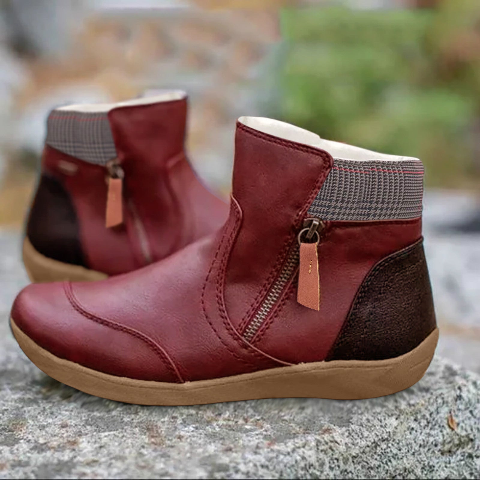 Women's ankle boots featuring a waterproof design, anti-slip grip, and arch support, equipped with a convenient side zipper for easy wear and maximum comfort. 4