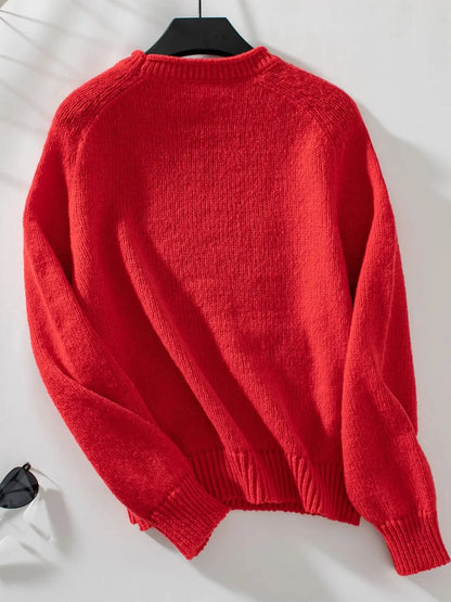 Women's Christmas Jumper featuring a festive Christmas tree print, designed in a regular fit with an O-neck, made from soft acrylic knit fabric. 5