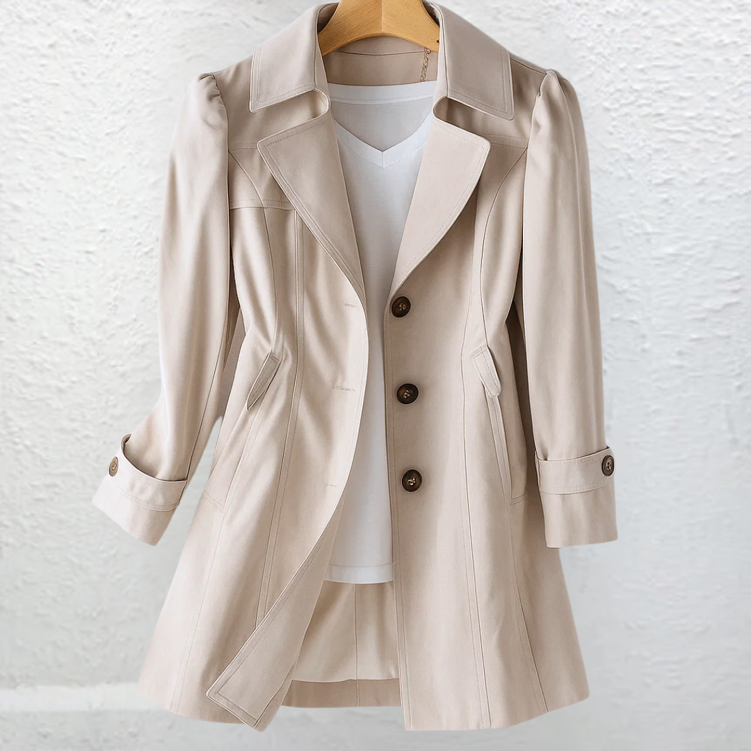Women's lightweight fabric coat with a tailored cut, featuring an elegant vintage summer style, perfect for warm-weather occasions. 0