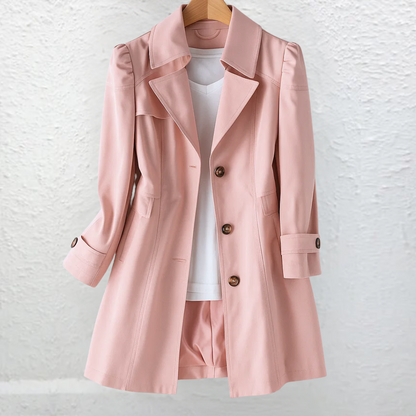 Women's lightweight fabric coat with a tailored cut, featuring an elegant vintage summer style, perfect for warm-weather occasions. 2