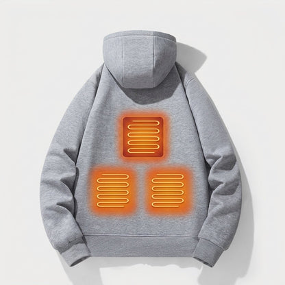 Women's heated zip-up hoodie featuring 3-level heat control, a cozy kangaroo pocket, and made from a warm polyester blend, perfect for cold weather 2