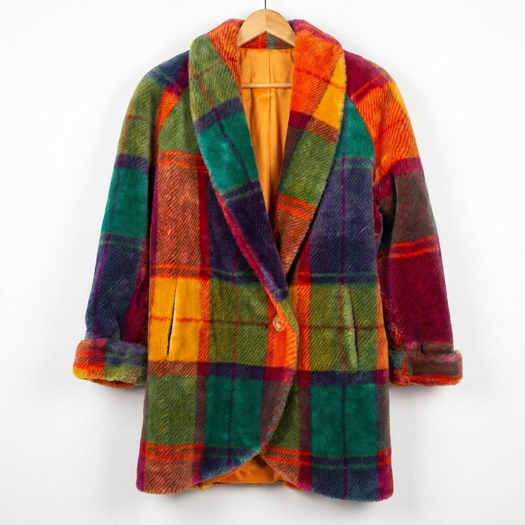 Women's oversized wool coat featuring a classic plaid design, perfect for winter style and warmth. 1