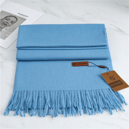 Women's cashmere scarf with tassels, available in 10 colors, measuring 190x68cm, perfect cozy winter accessory for warmth and style. 8