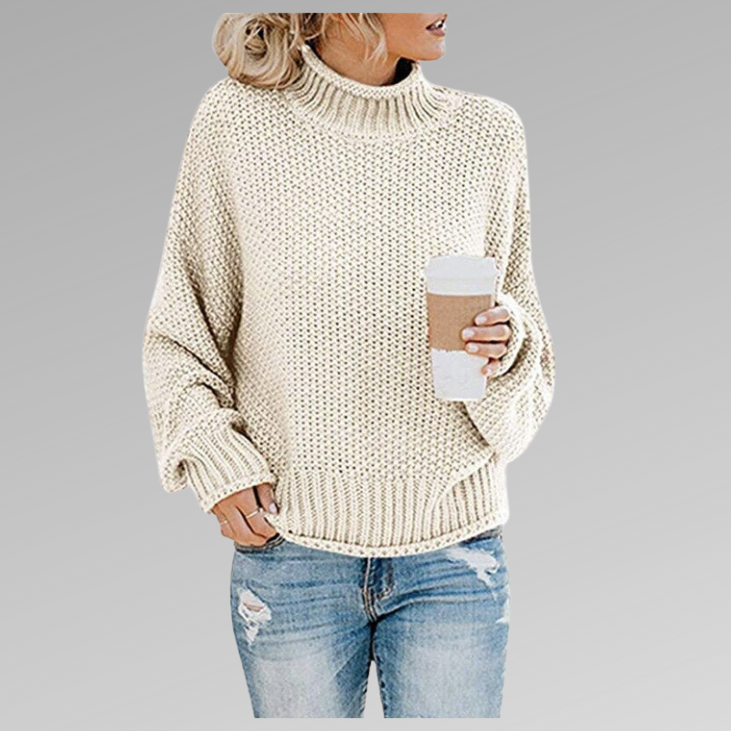 Women's orange high-neck sweater featuring a soft cozy knit and draped fit, perfect for stylish layering in cooler weather. 7