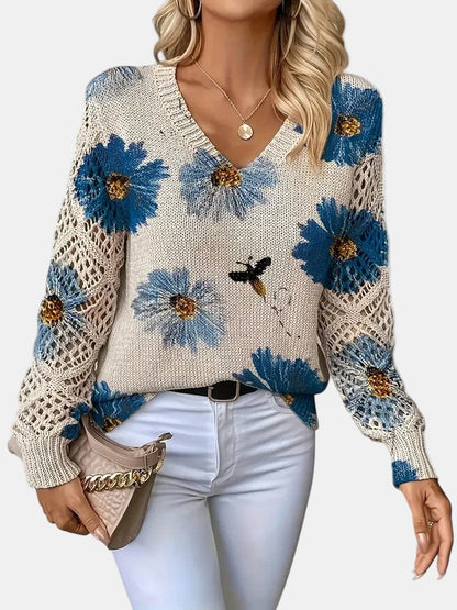 Women's blue sweater featuring a modern silhouette, perfect for cozy all-season layering. 0