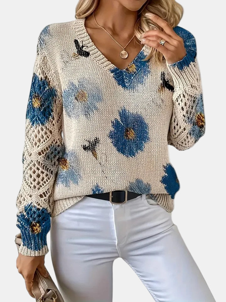 Women's blue sweater featuring a modern silhouette, perfect for cozy all-season layering. 4