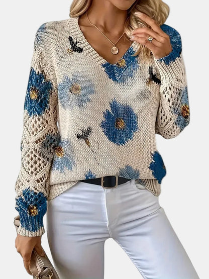 Women's blue sweater featuring a modern silhouette, perfect for cozy all-season layering. 4