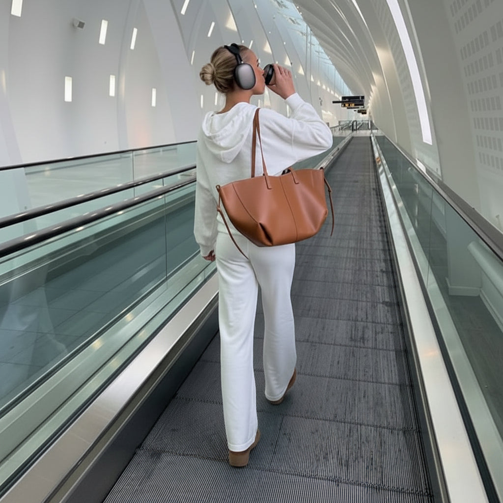 Women's vintage tote bag featuring a spacious interior, made from durable fabric, perfect for everyday carry as a large shoulder handbag. 6