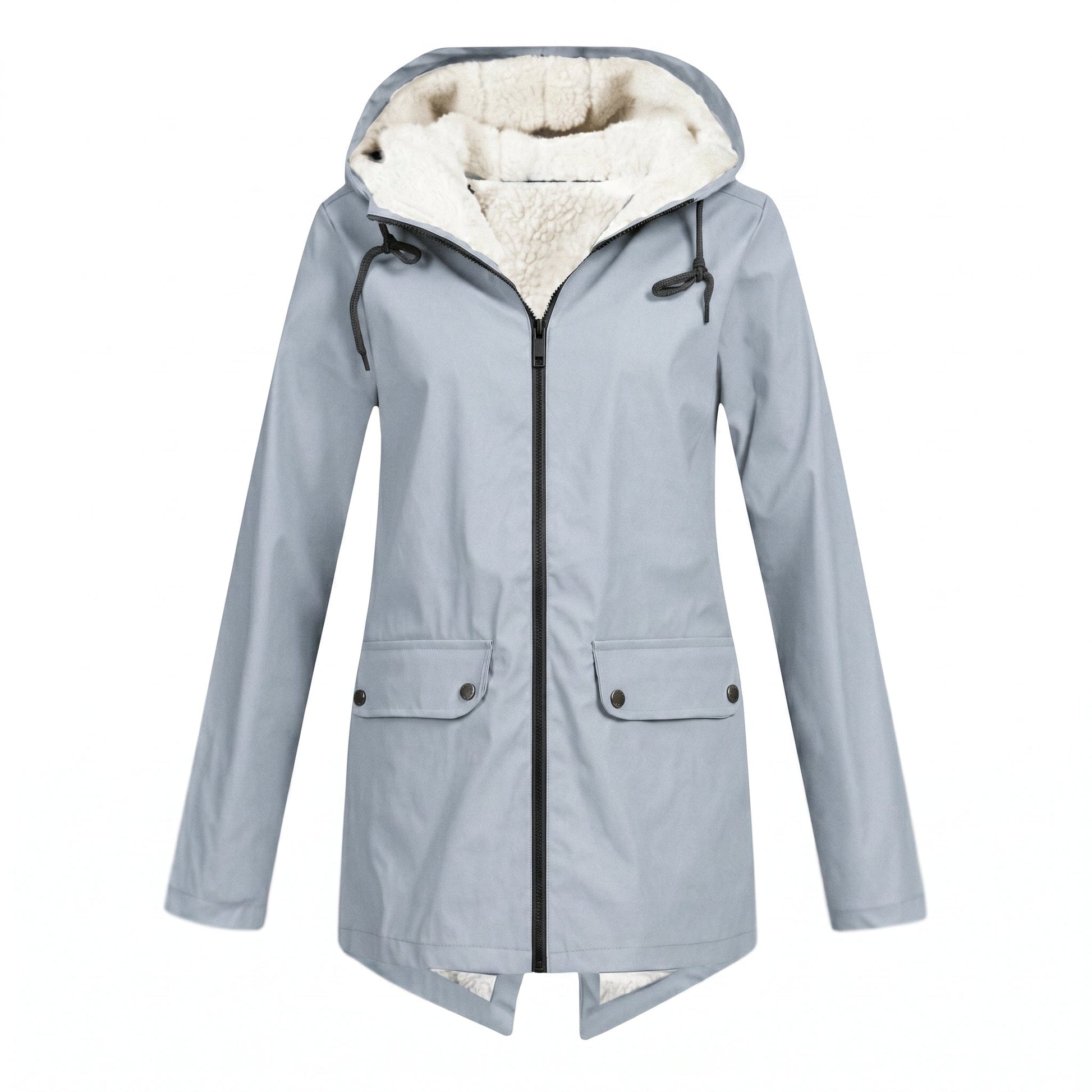 Women's waterproof rain jacket featuring an adjustable hood, designed for windproof and breathable comfort, perfect for everyday wear in all weather conditions. 2