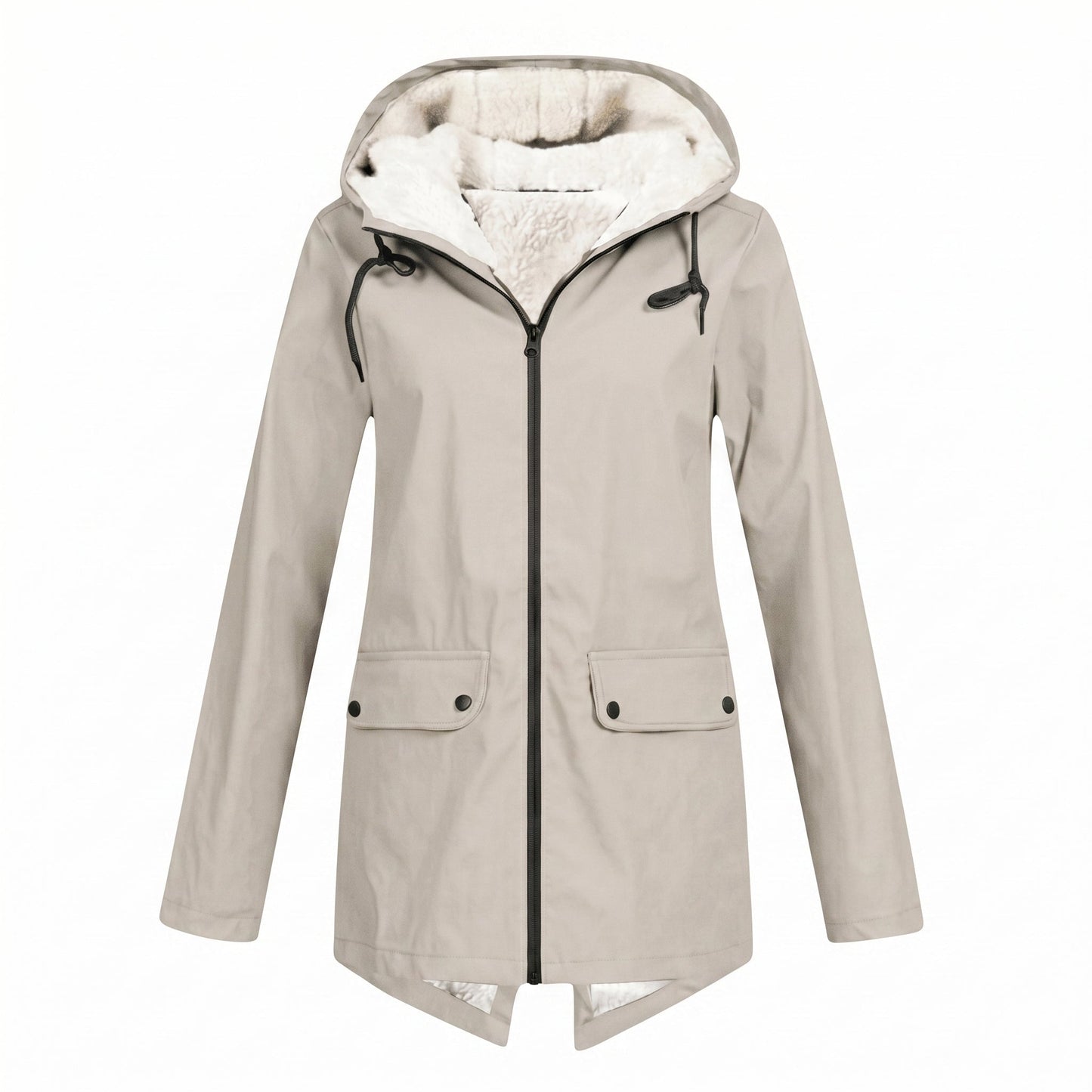 Women's waterproof rain jacket featuring an adjustable hood, designed for windproof and breathable comfort, perfect for everyday wear in all weather conditions. 3