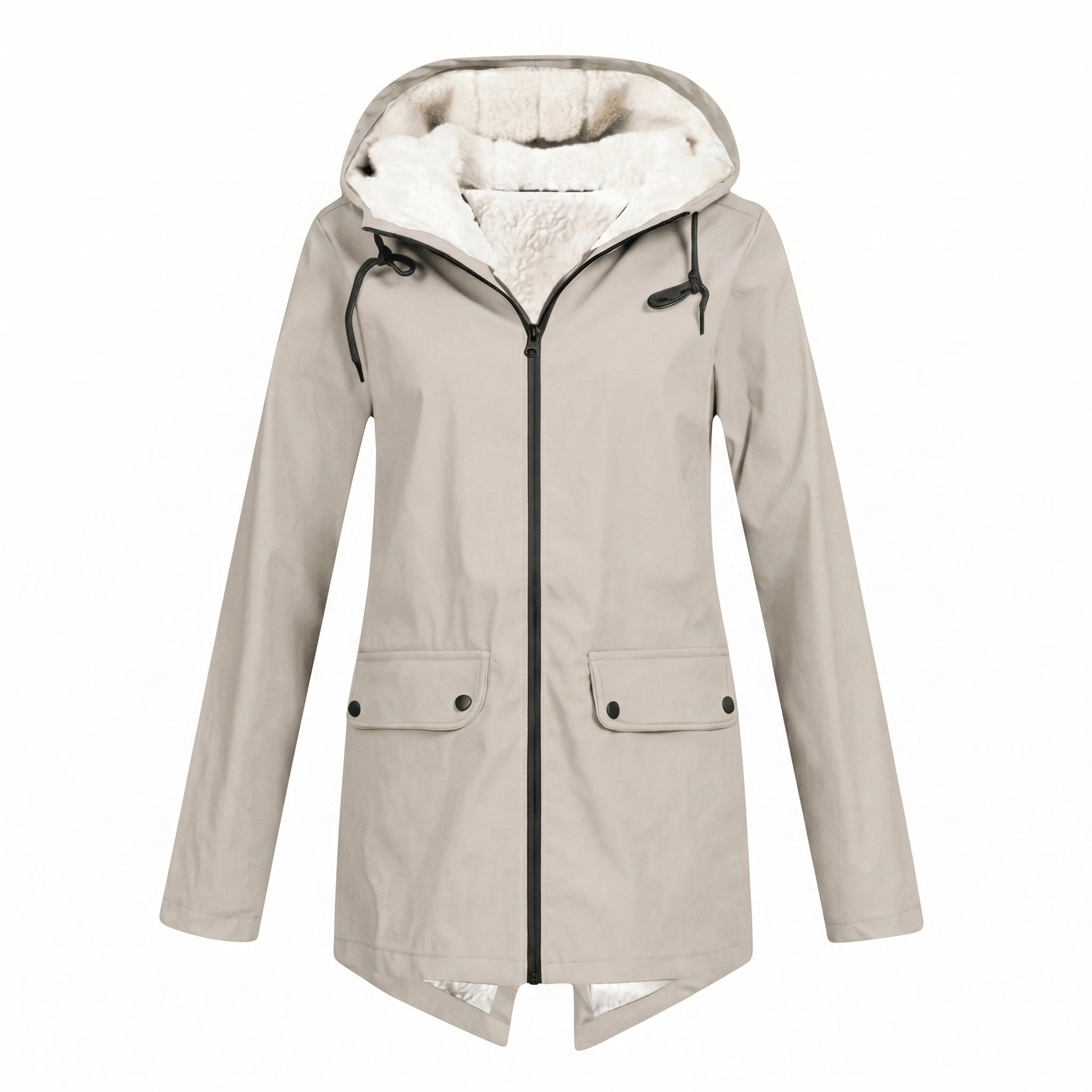 Women's waterproof rain jacket featuring an adjustable hood, designed for windproof and breathable comfort, perfect for everyday wear in all weather conditions. 3