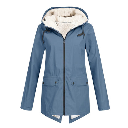Women's waterproof rain jacket featuring an adjustable hood, designed for windproof and breathable comfort, perfect for everyday wear in all weather conditions. 5