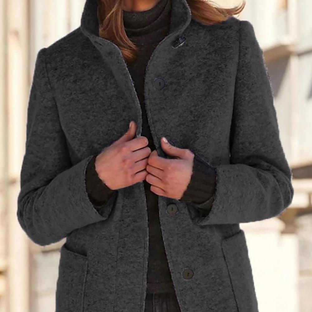 Women's wool coat featuring a tailored fit and timeless button design, perfect for elegant winter outerwear. 4