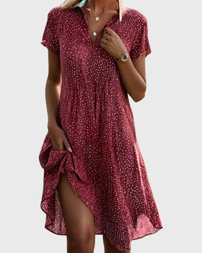 Womens lightweight breathable summer dress featuring a V-neck and loose-fit silhouette, perfect for warm weather outings and casual occasions. 4