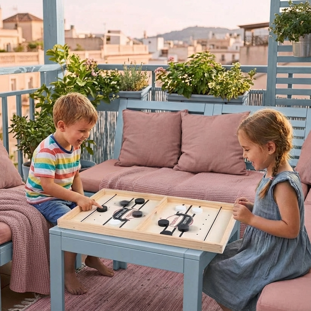 Wooden board game featuring catapult action for family fun, available in two sizes, ideal for engaging strategy gameplay. 5