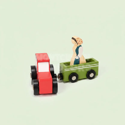 Wooden Travel Farm Playset featuring a barn-shaped case and assorted animal figures, perfect for imaginative play on the go. 2