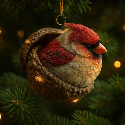 Woodland animal Christmas ornaments featuring acorn designs, available in rabbit, squirrel, owl, fox, cardinal, and hedgehog, perfect for nature 3