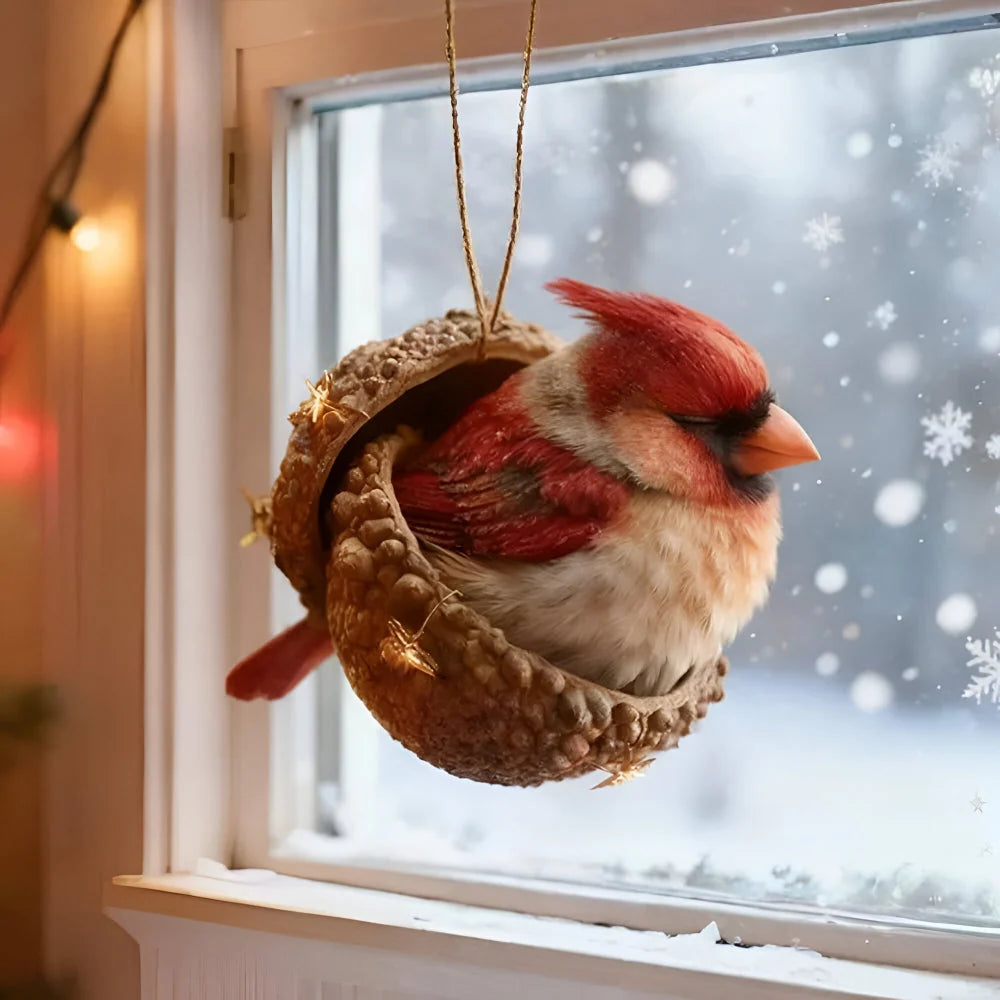 Woodland animal Christmas ornaments featuring acorn designs, available in rabbit, squirrel, owl, fox, cardinal, and hedgehog, perfect for nature 4