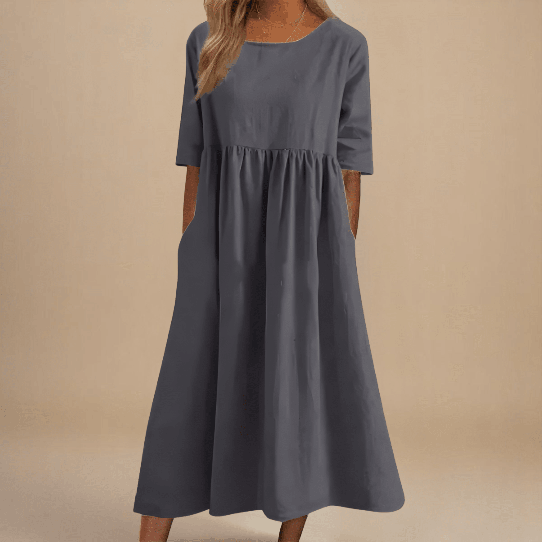 A-line dress for women featuring discreet pockets and made from soft fabric, perfect for everyday comfort and style. 5