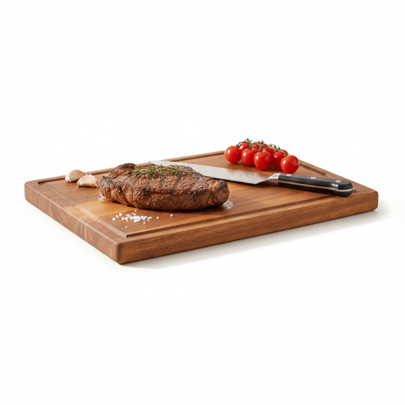 Acacia wood cutting board with a knife-friendly surface, durable design for cooking and serving, measuring 38 x 26 cm. 1
