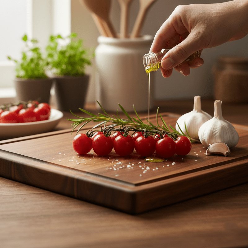 Acacia wood cutting board with a knife-friendly surface, durable design for cooking and serving, measuring 38 x 26 cm. 2