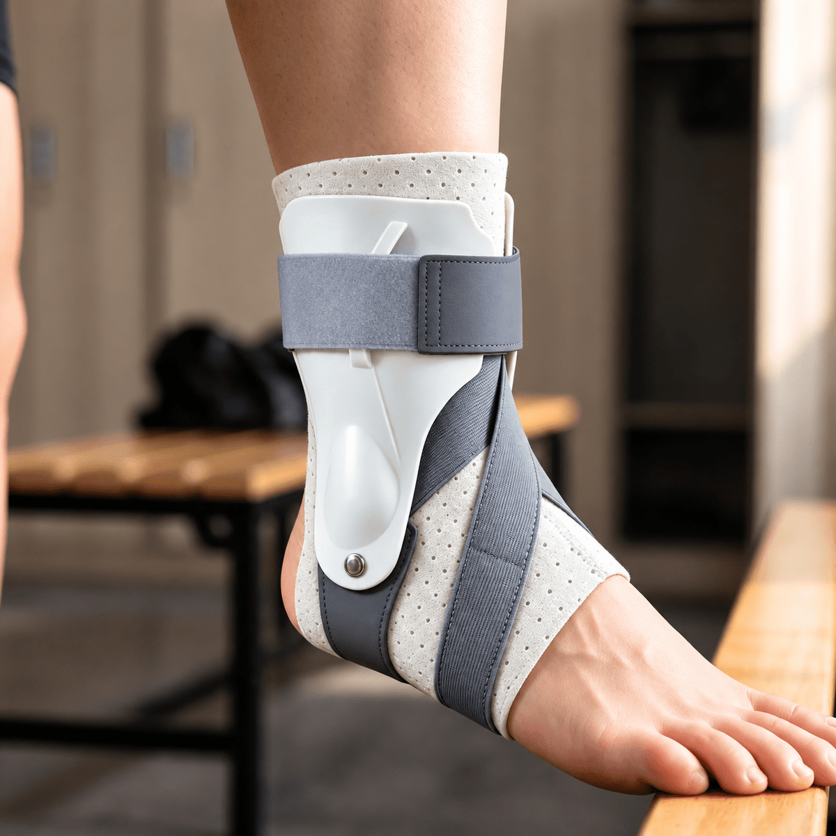Adjustable Ankle Brace for Sprain Recovery with Cross Strap Compression