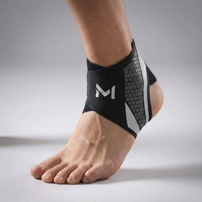 Adjustable ankle support sleeve made from flexible nylon blend, designed for targeted compression, ideal for sports and physical activities. 9