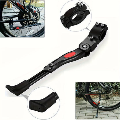 Adjustable bicycle stand featuring a sturdy design made from durable aluminum and plastic, providing stable parking for all types of bikes. 2