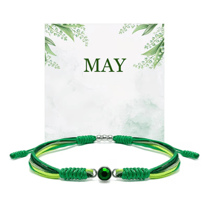 Adjustable birthstone bracelet featuring a sliding closure and an elegant rope cord design, perfect for daily wear and personalized style. 4