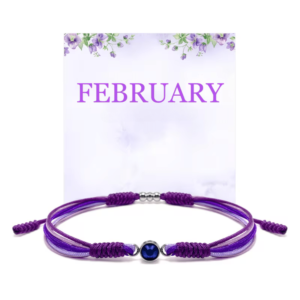 Adjustable birthstone bracelet featuring a sliding closure and an elegant rope cord design, perfect for daily wear and personalized style. 1