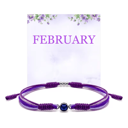 Adjustable birthstone bracelet featuring a sliding closure and an elegant rope cord design, perfect for daily wear and personalized style. 1