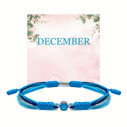 Adjustable birthstone bracelet featuring a sliding closure and an elegant rope cord design, perfect for daily wear and personalized style. 10