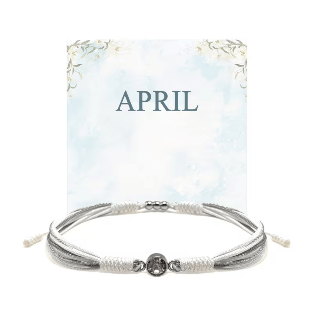 Adjustable birthstone bracelet featuring a sliding closure and an elegant rope cord design, perfect for daily wear and personalized style. 3