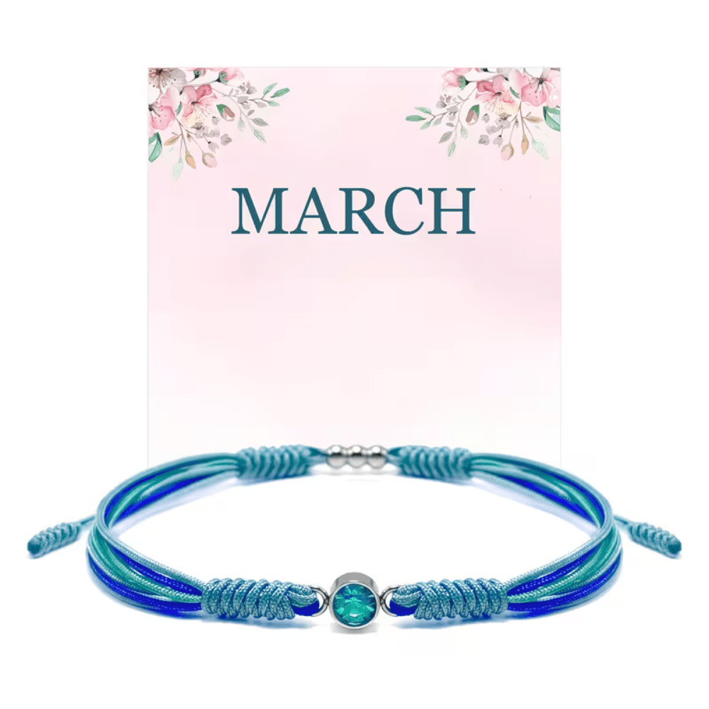 Adjustable birthstone bracelet featuring a sliding closure and an elegant rope cord design, perfect for daily wear and personalized style. 2