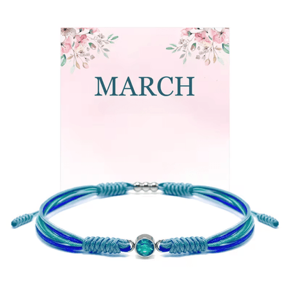 Adjustable birthstone bracelet featuring a sliding closure and an elegant rope cord design, perfect for daily wear and personalized style. 2