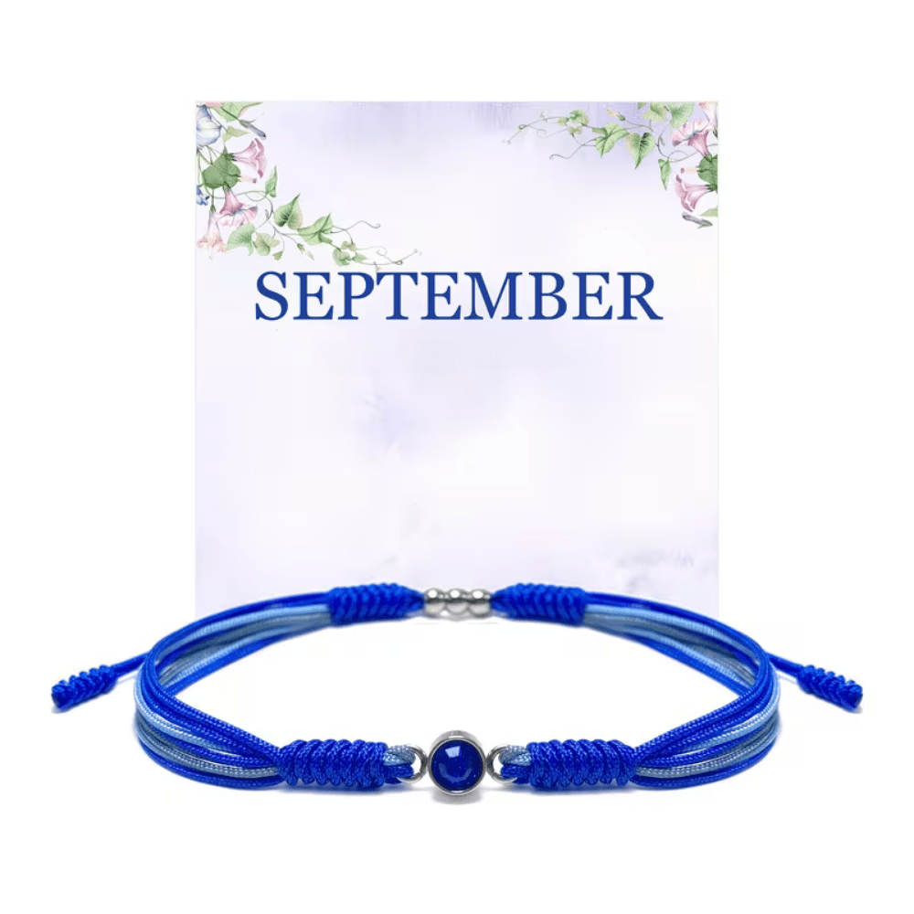 Adjustable birthstone bracelet featuring a sliding closure and an elegant rope cord design, perfect for daily wear and personalized style. 8