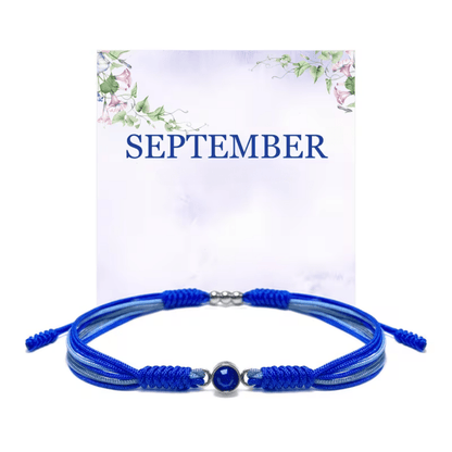Adjustable birthstone bracelet featuring a sliding closure and an elegant rope cord design, perfect for daily wear and personalized style. 8