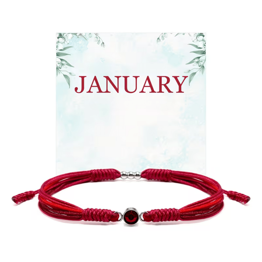 Adjustable birthstone bracelet featuring a sliding closure and an elegant rope cord design, perfect for daily wear and personalized style. 0