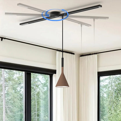 Adjustable ceiling rail for hanging lamp featuring a modern black and white design, 360° swivel capability, and a length of 99 cm. 1