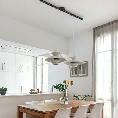 Adjustable ceiling rail for hanging lamp featuring a modern black and white design, 360° swivel capability, and a length of 99 cm. 2