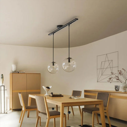Adjustable ceiling rail for hanging lamp featuring a modern black and white design, 360° swivel capability, and a length of 99 cm. 6
