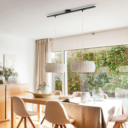 Adjustable ceiling rail for hanging lamp featuring a modern black and white design, 360° swivel capability, and a length of 99 cm. 5