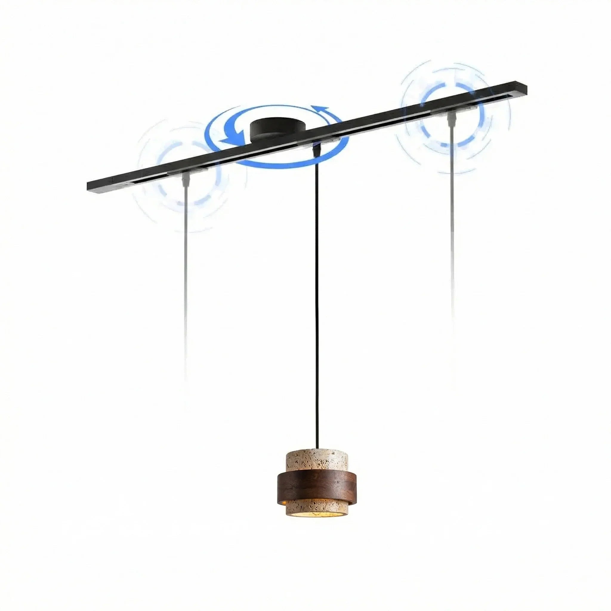 Adjustable ceiling rail for hanging lamp featuring a modern black and white design, 360° swivel capability, and a length of 99 cm. 0