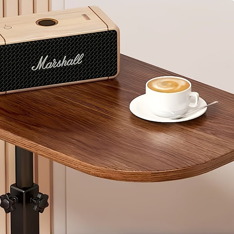 Adjustable height side table featuring a sleek wooden top and sturdy metal frame, designed for modern living rooms or bedrooms in a compact style. 6