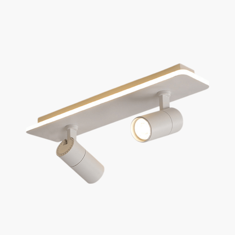 Adjustable LED ceiling lamp featuring a modern industrial design with a sleek metal finish, emitting warm white lighting for a cozy atmosphere. 5