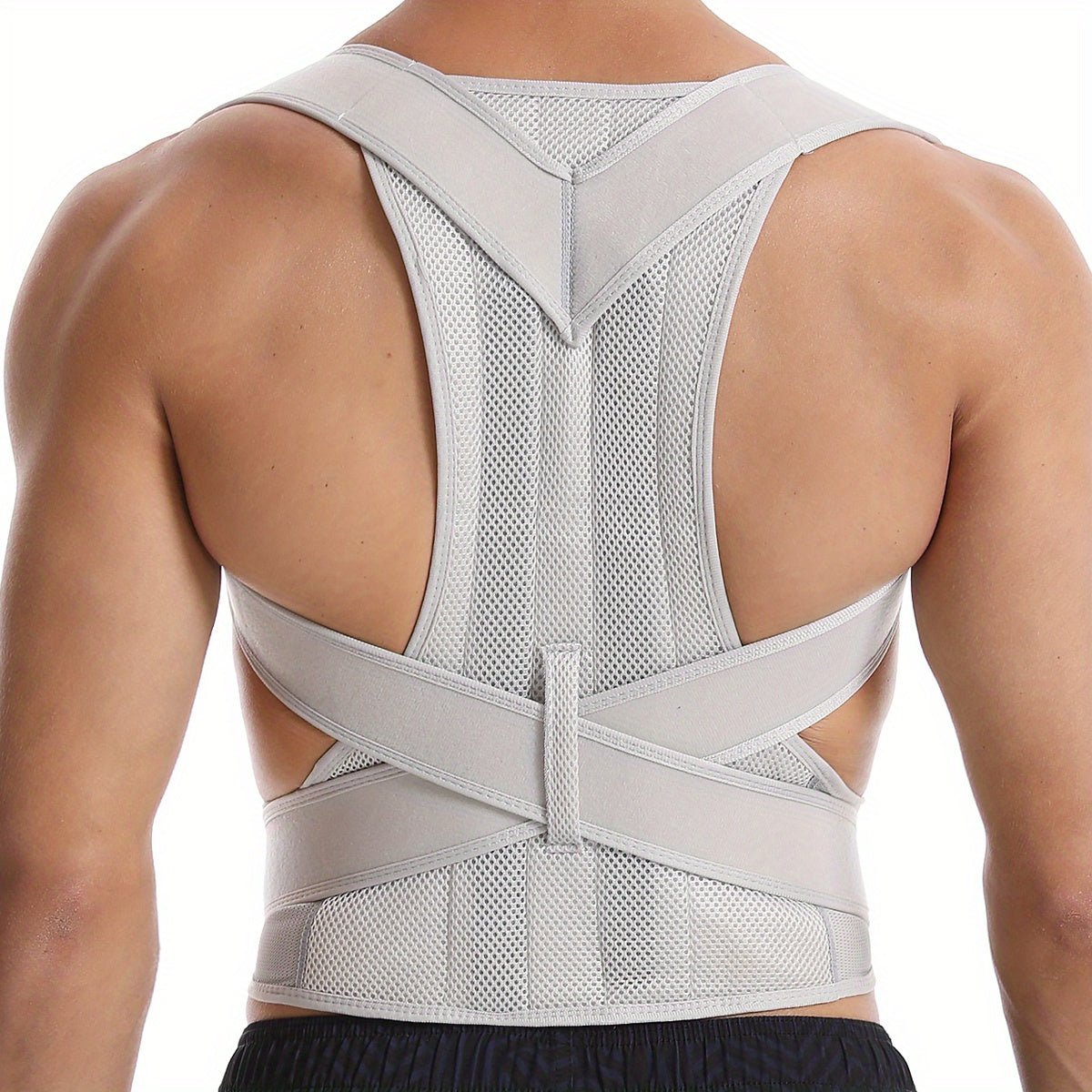 Adjustable posture trainer with lumbar support, featuring a breathable neoprene design for enhanced comfort and support during use. 0