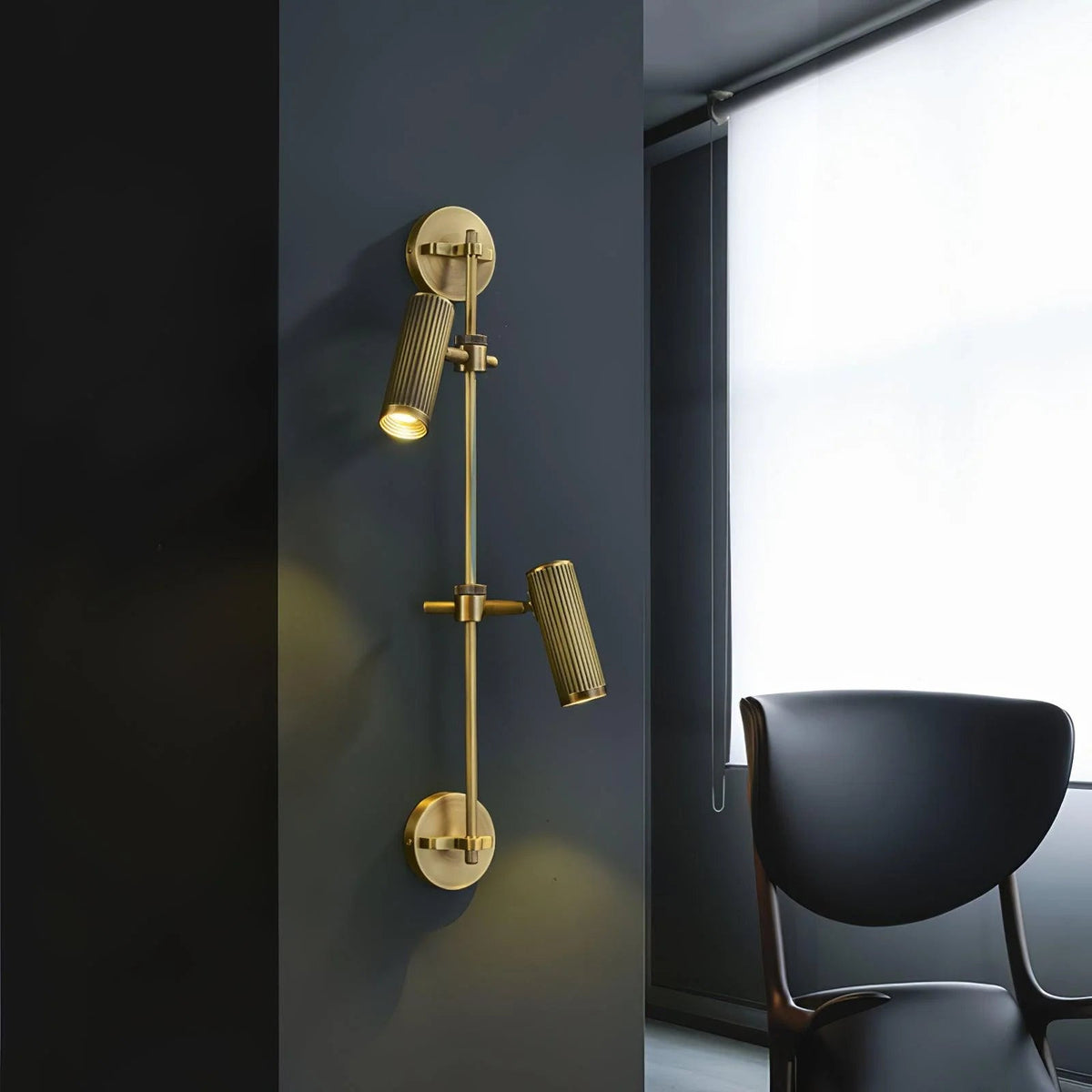 Adjustable wall light with a stylish bronze finish, featuring a durable brass and metal structure, perfect for modern sconces in contemporary home decor. 6